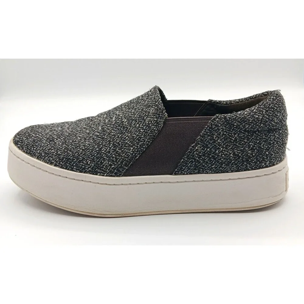 Vince Warren Sneakers Shoes Wm 8.5 Gray Tweed Slip On Platform Nautical Preppy